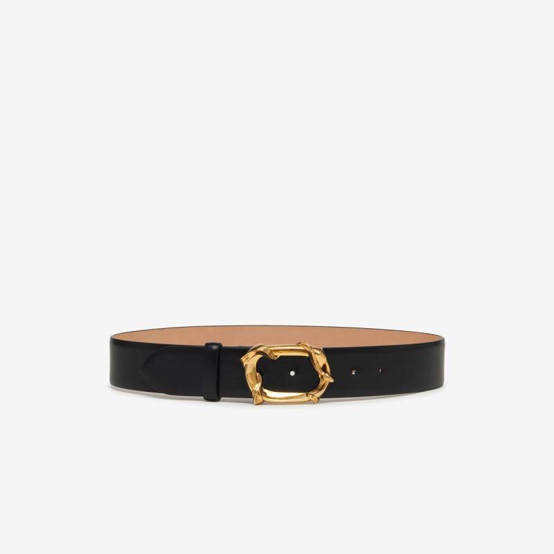 Alexander McQueen Women's Black Snake Hip Belt - 60 (Calf Leather)